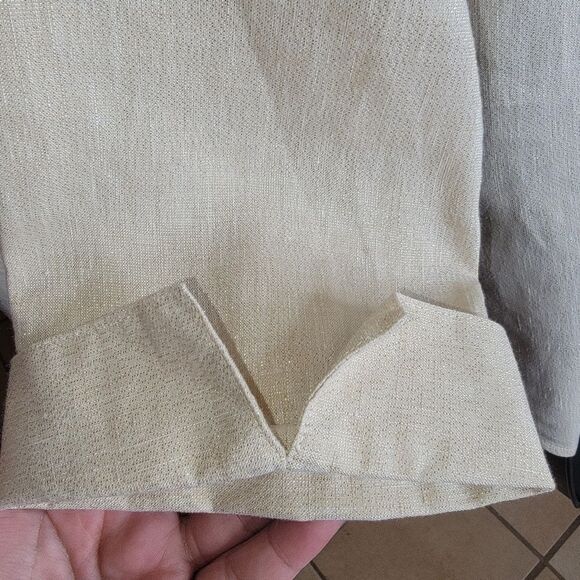Chico’s Nwot No-Iron Fresh Chic Metalic Gold Linen Blouse 00 (Xs) - Picture 3 of 8